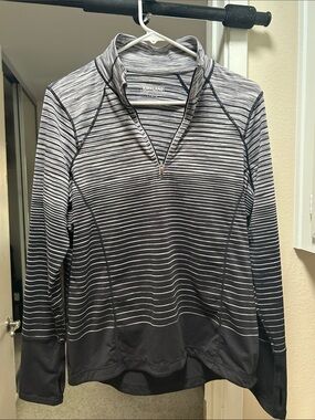 Kirkland Performance Quarter-Zip Pullover - Black & White Stripe